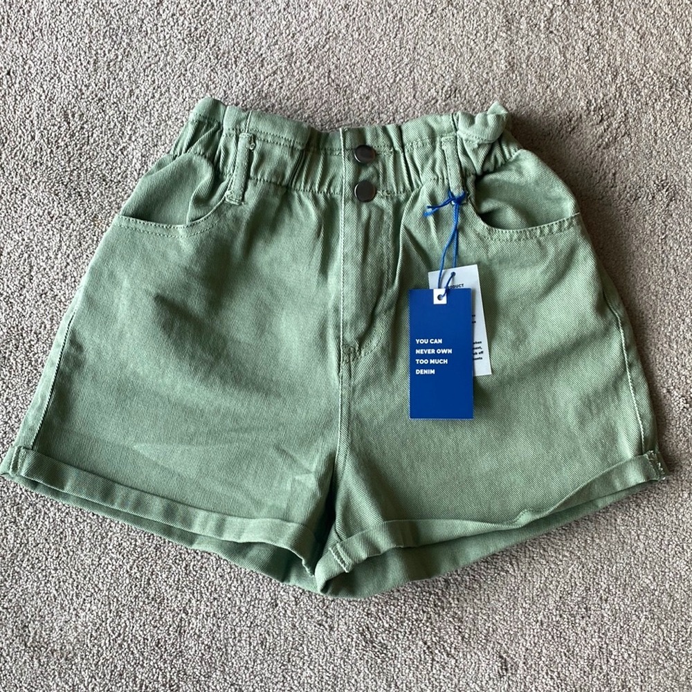 Love Tree Paperbag Denim Mom Shorts